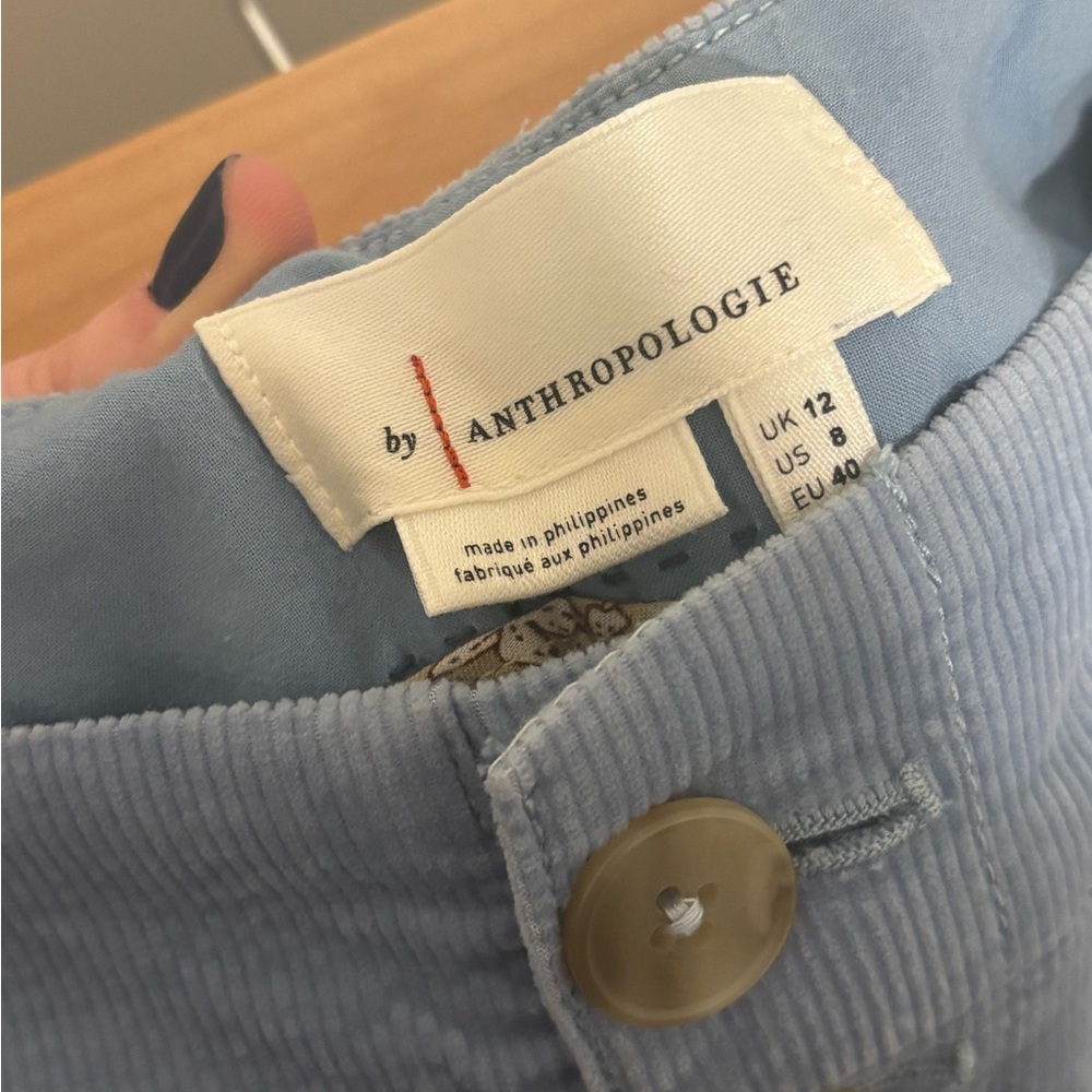 EUC - Baby Blue Corduroy Type Cropped Pants - Picture 5 of 7